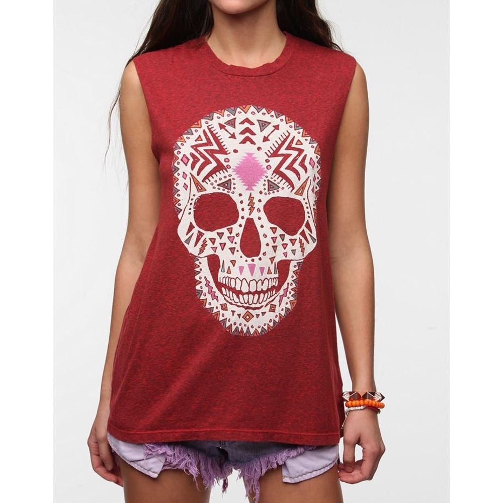 Truly Madly Deeply Red Skull Muscle Tank